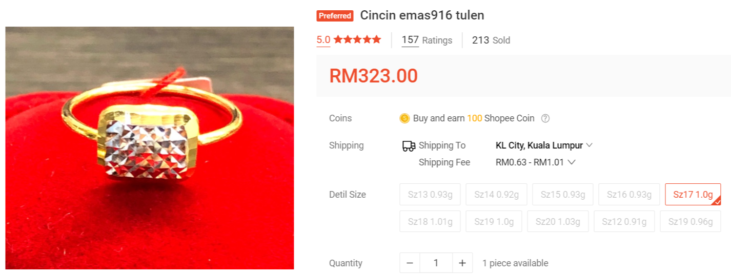 cincin emas biskut tawar