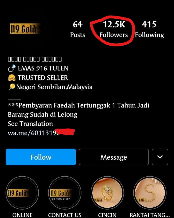 Scammer Emas Guna Instagram Lebih 100K Followers Scam Pembeli Hargaemas MY